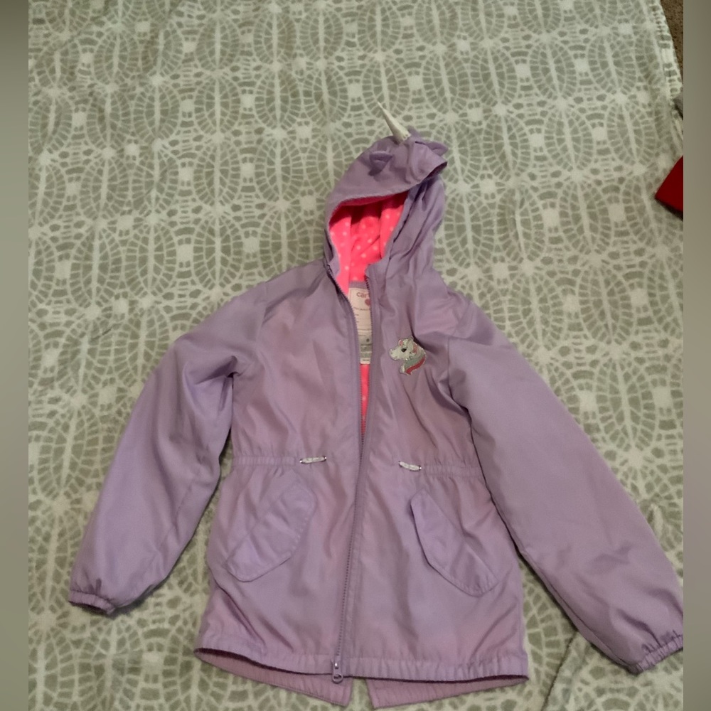Carters purple unicorn jacket, girls, size 8